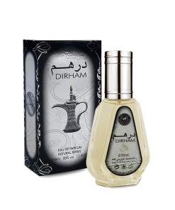 تصویر شیشه و جعبه ادکلن 50 میل درهم از برند ارض الزعفران