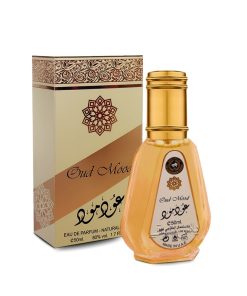 تصویر شیشه و جعبه ادکلن 50 میل عود مود از برند ارض الزعفران