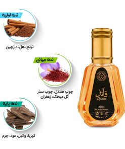 نت‌های اولیه، میانی و پایه ادکلن 50 میل قائد از برند ارض الزعفران