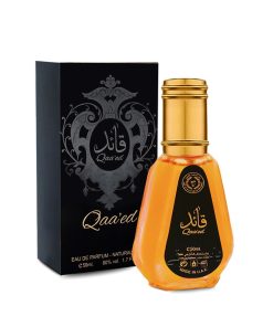 تصویر شیشه و جعبه ادکلن 50 میل قائد از برند ارض الزعفران